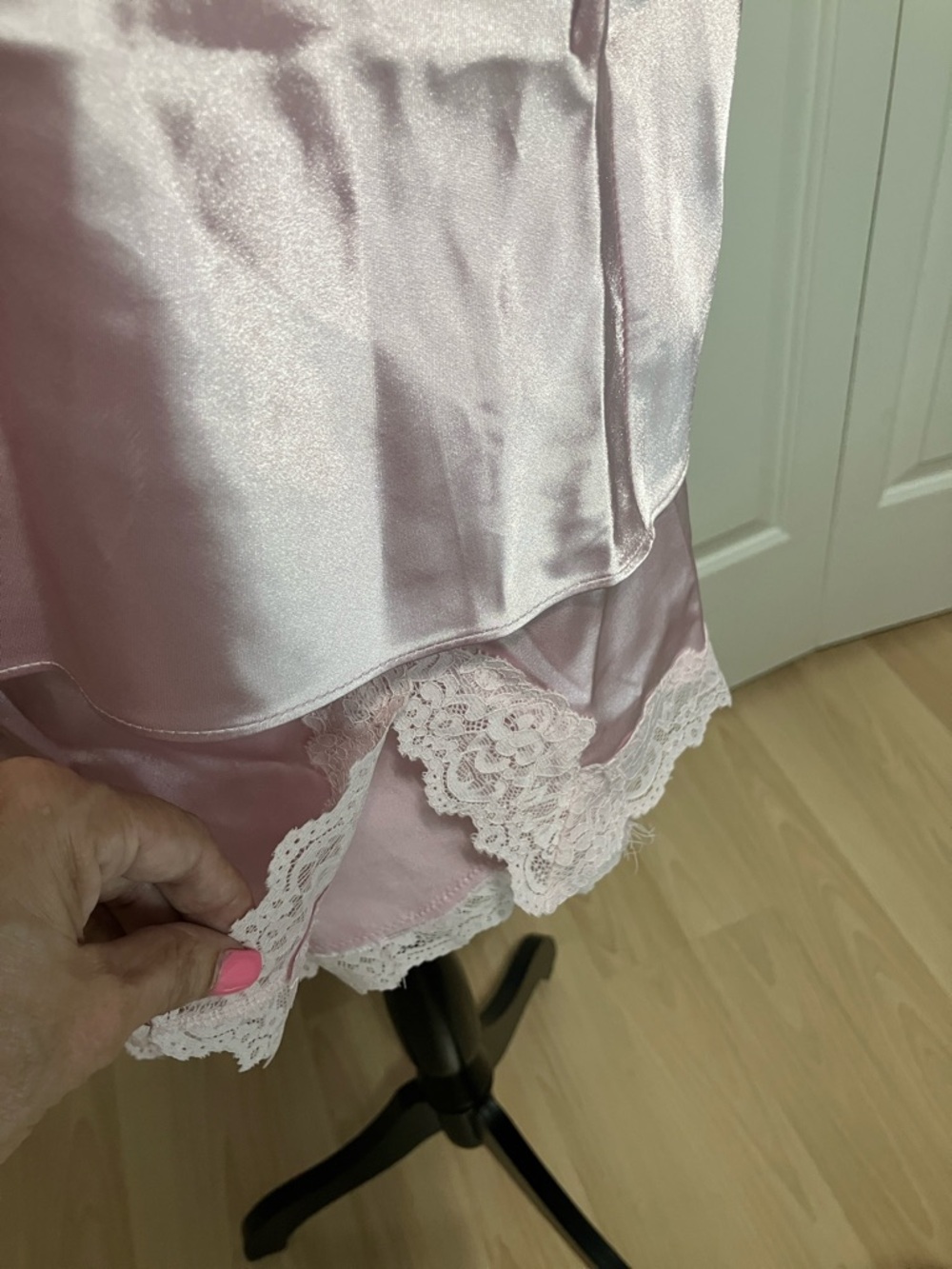 INC International Concepts Light Pink Satin Lace Cami & Short Set - Picture 2 of 5